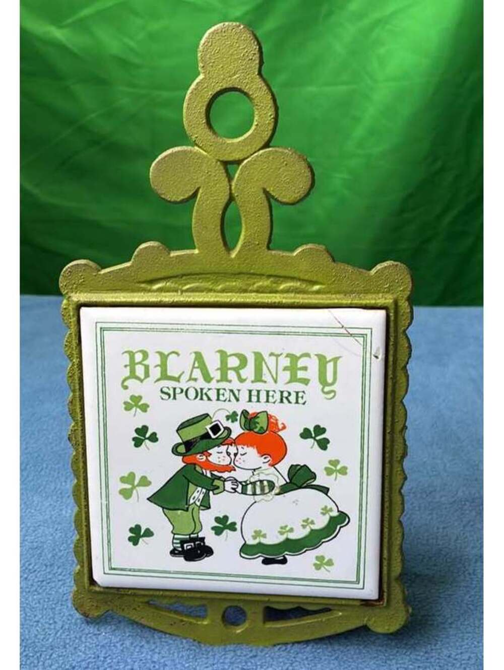 Vintage Cast Iron Irish Blarney Spoken Here Trivet